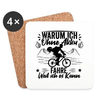 Warum ich Ohne Akku Fahre Weil ich es Kann - Untersetzer (4er-Set) - Weiß - Vorne