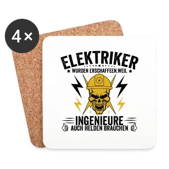 Elektriker Weil Ingenieure Auch Helden Brauchen - Untersetzer (4er-Set) - Weiß - Vorne