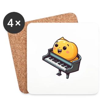 Piano dans le style comique - Dessous de verre (lot de 4) - blanc - Devant