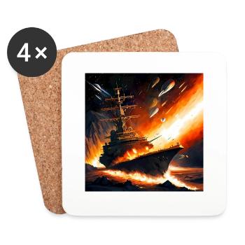 Vaisseau de combat dans l’espace volcan - Dessous de verre (lot de 4) - blanc - Devant