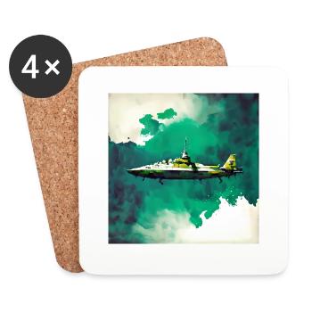 Space submarine fighter jet - Coasters (set of 4) - white - Front