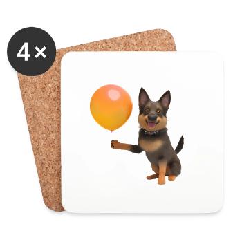 Propriétaire de chien chiot berger allemand - Dessous de verre (lot de 4) - blanc - Devant