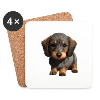Hundehalter Hunde Dachshund Hund Dackelwelpe - Untersetzer (4er-Set) - Weiß - Vorne