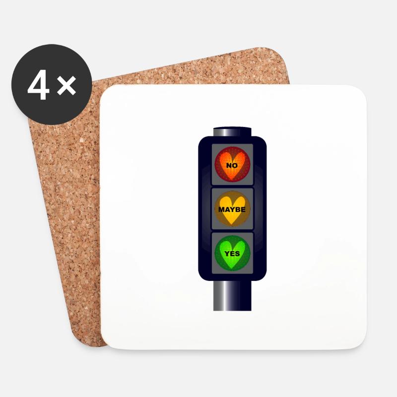 Ja Nein Vielleicht Ampeln - Untersetzer (4er-Set) - Weiß