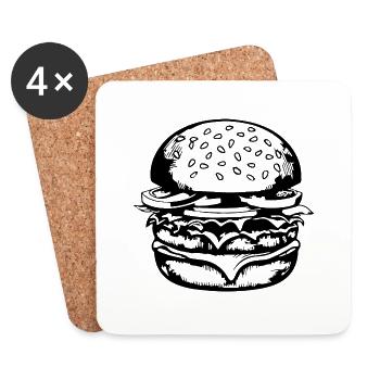 hamburgers, fast food, barbecues, cheeseburgers - Coasters (set of 4) - white - Front
