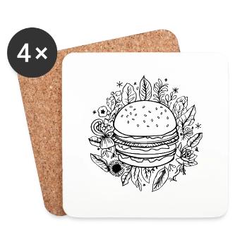 hamburgers, fast food, barbecues, cheeseburgers - Coasters (set of 4) - white - Front