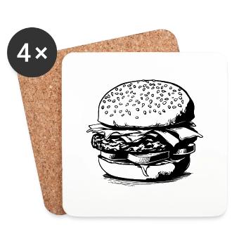 hamburgers, fast food, barbecues, cheeseburgers - Coasters (set of 4) - white - Front