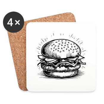 hamburgers, fast food, barbecues, cheeseburgers - Coasters (set of 4) - white - Front