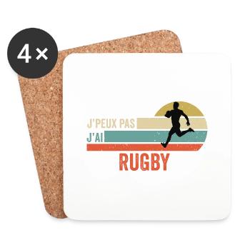 Je Peux Pas J'ai Rugby idée cadeau rugby - Dessous de verre (lot de 4) - blanc - Devant