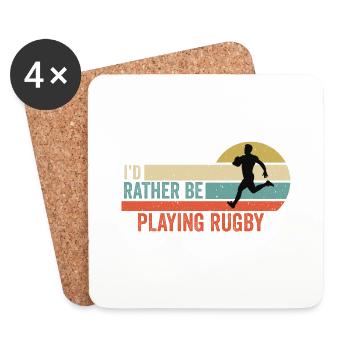 Rugby - I'd rather be playing rugby Gift Idea - Coasters (set of 4) - white - Front