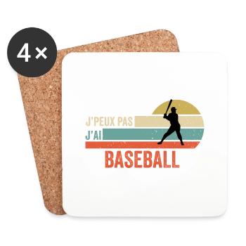 J'peux pas j'ai Baseball idée cadeau baseball - Dessous de verre (lot de 4) - blanc - Devant