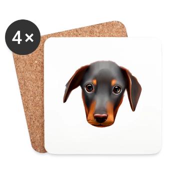 Doberman chiot Doberman chien Doberman dresseur - Dessous de verre (lot de 4) - blanc - Devant