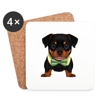 Puppy Dog Rottweiler Rottweiler Puppy Dogs - Dessous de verre (lot de 4) - blanc - Devant