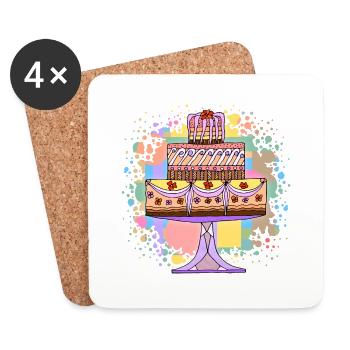 Gâteau - Dessous de verre (lot de 4) - blanc - Devant