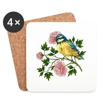Bunter Vogel - Untersetzer (4er-Set) - Weiß - Vorne