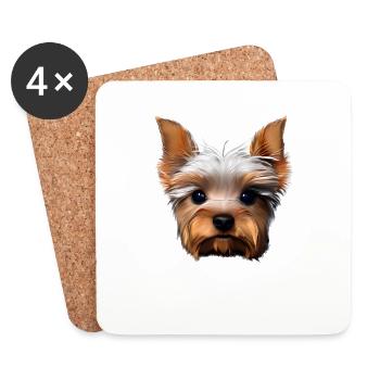 Dog Owner Yorkshire Terrier Puppy Dog - Coasters (set of 4) - white - Front