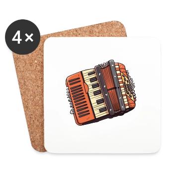 Accordéon en style bande dessinée - Dessous de verre (lot de 4) - blanc - Devant