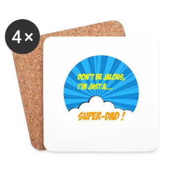 Super-papa, super-héros. Meilleur papa. BD comics - Dessous de verre (lot de 4) - blanc - Devant