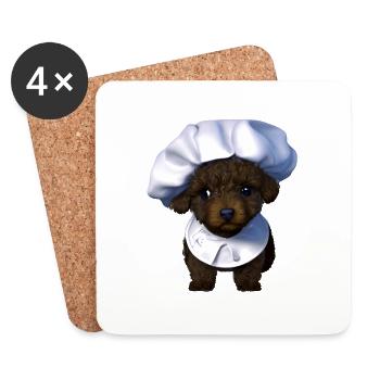 Caniche Chiot Chien Propriétaire Chien Chiot Caniche Chien Amour - Dessous de verre (lot de 4) - blanc - Devant
