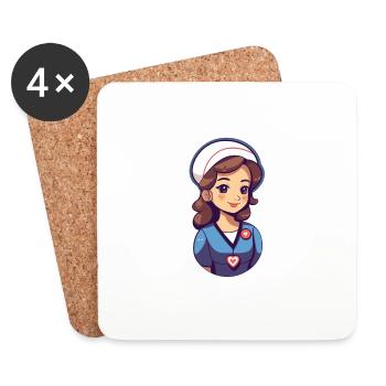 Infirmière - Dessous de verre (lot de 4) - blanc - Devant