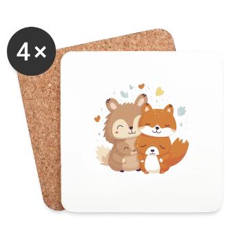 Tierliebe - Untersetzer (4er-Set) - Weiß - Vorne