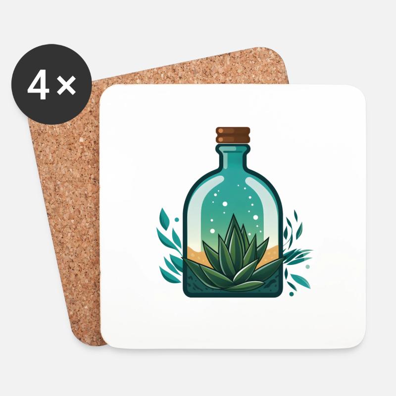 Aloe Vera in Flasche - Untersetzer (4er-Set) - Weiß