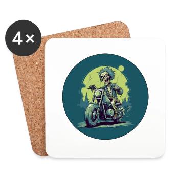 Dead Rider - The biker zombie - Coasters (set of 4) - white - Front