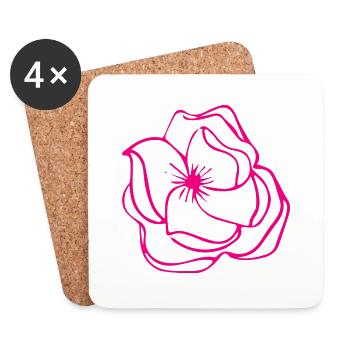 Flower Flower Plant - Dessous de verre (lot de 4) - blanc - Devant