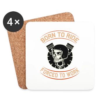 Born To Ride Skull Motorrad Design - Untersetzer (4er-Set) - Weiß - Vorne