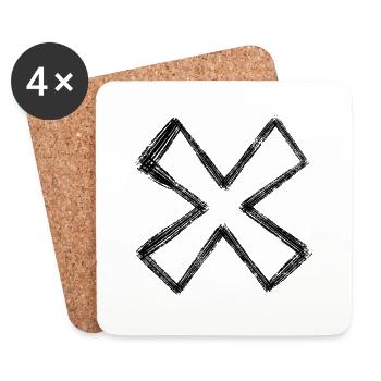 Black Cross - Coasters (set of 4) - white - Front