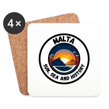 Malta - Sun, Sea und History - Untersetzer (4er-Set) - Weiß - Vorne
