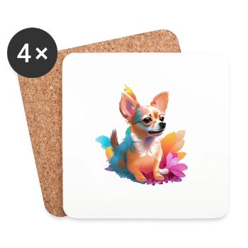 Chihuahua - Dessous de verre (lot de 4) - blanc - Devant