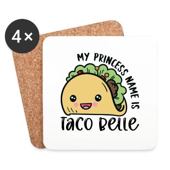 My Princess Name is Taco Belle - Coasters (set of 4) - white - Front