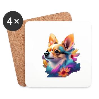 Chihuahua - Dessous de verre (lot de 4) - blanc - Devant