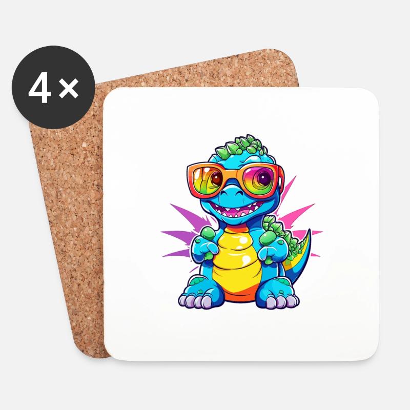 Cool kid Dino - Untersetzer (4er-Set) - Weiß