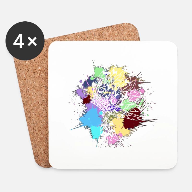 weißer indischer Kopfschmuck bunte Flecken - Untersetzer (4er-Set) - Weiß