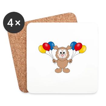 LUFTBALLONS - ALPAKA - LAMA - TIER - KIND - BABY - Untersetzer (4er-Set) - Weiß - Vorne