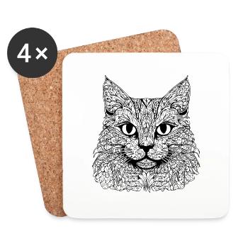 Cat Cat Kitten Cat Lady - Coasters (set of 4) - white - Front