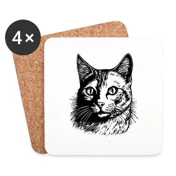 Cat Cat Kitten Cat Lady - Coasters (set of 4) - white - Front