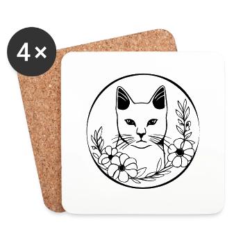 Katze Katzen Kätzchen Katzendame - Untersetzer (4er-Set) - Weiß - Vorne