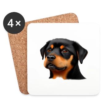 Puppy Rottweiler Dog Rottweiler Puppy Dogs - Coasters (set of 4) - white - Front