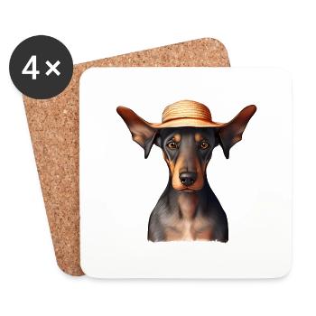 Doberman Doberman Trainer Dog Doberman Puppy - Coasters (set of 4) - white - Front