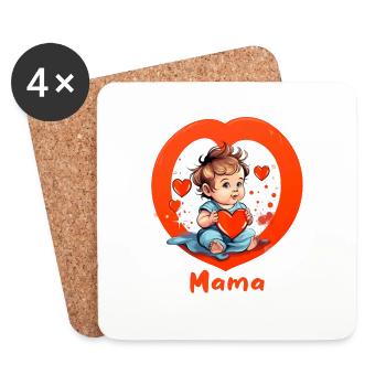 Ich liebe Mama - Untersetzer (4er-Set) - Weiß - Vorne