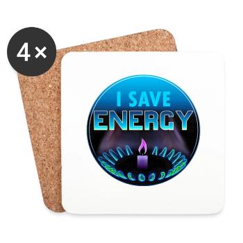 I save energy - Untersetzer (4er-Set) - Weiß - Vorne