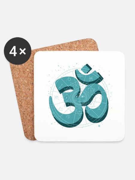 om zeichen sternzeichen symbol spirit - Untersetzer (4er-Set) - Weiß