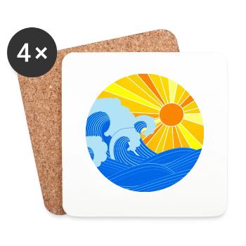 Yin and yang Summer Sun waves - Coasters (set of 4) - white - Front