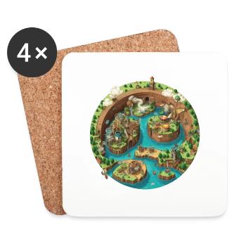 Gaming World Map - Jump and Run - Untersetzer (4er-Set) - Weiß - Vorne