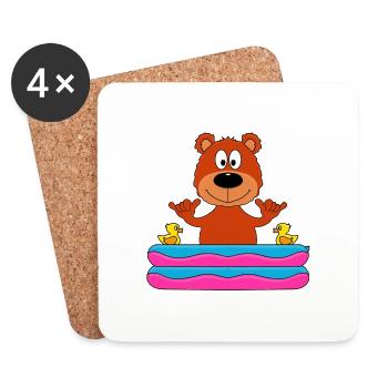 SHAKA - POOL - PLANSCHBECKEN - TEDDY - BÄR - BABY - Untersetzer (4er-Set) - Weiß - Vorne