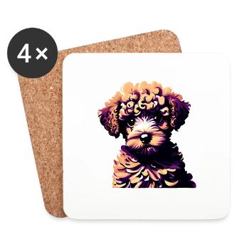 puppy dog owner poodle dog love poodle puppy - Coasters (set of 4) - white - Front