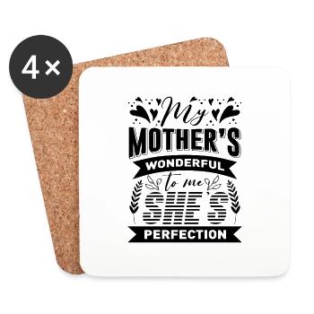 My Mothers Wonderful To Me She's Perfection black - Coasters (set of 4) - white - Front